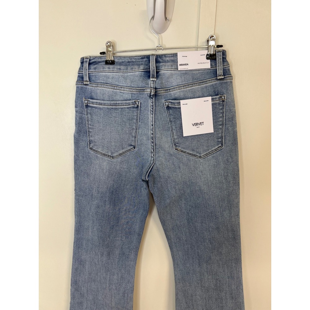Vervet Blue Miranda Mid-Rise Boot Cut Jeans Light Wash T6460 Size 27 NEW - Picture 8 of 9